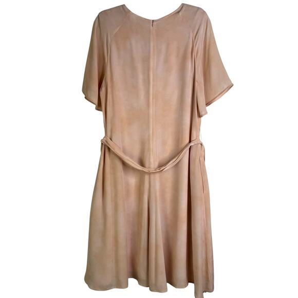 MM Lafleur The Jessica Dress Brushstroke Size XL 100% Silk Peach Salmon Career - Picture 9 of 15